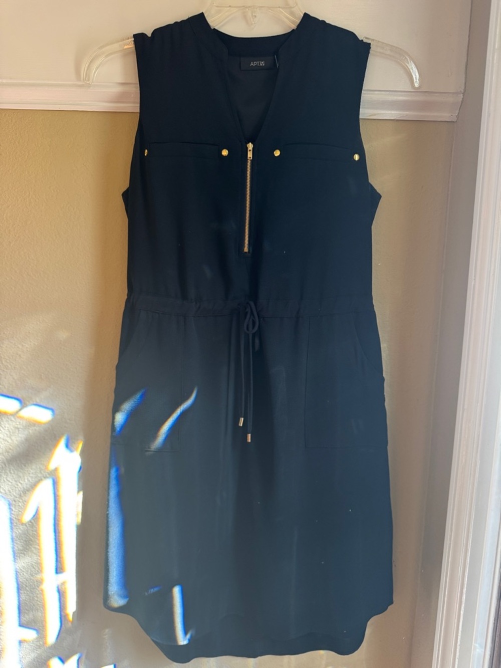 Apt. 9 Black‎ Sleeveless Drawstring Midi Dress with Gold Hardware